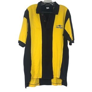 Inner Harbor Blue Angels Polo Shirt Mens Medium Yellow Navy Blue Stripe Cotton